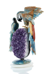 Blue Onyx birds on Amethyst