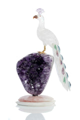 Peacock on amethyst