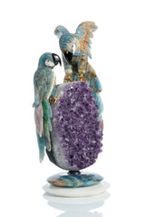 Blue Onyx birds on Amethyst