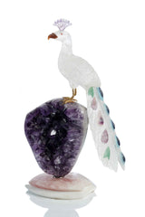 Peacock on amethyst