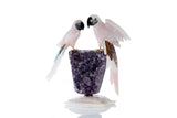 Rose Quartz Birds on Amethyst