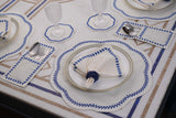 Wheat White Blue Table Linen