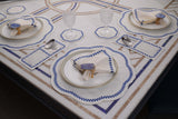 Wheat White Blue Table Linen