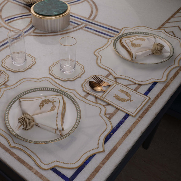 Perry White Gold Table Linen
