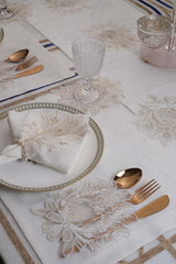 Taj Mahal White Gold Table Linen