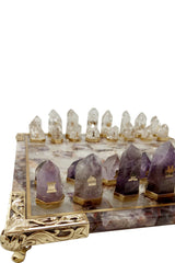 AMETHYST & ROCK CRYSTAL CHESS BOARD