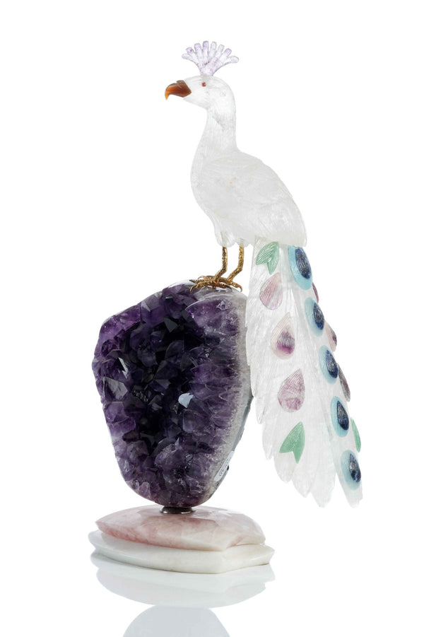 Peacock on amethyst