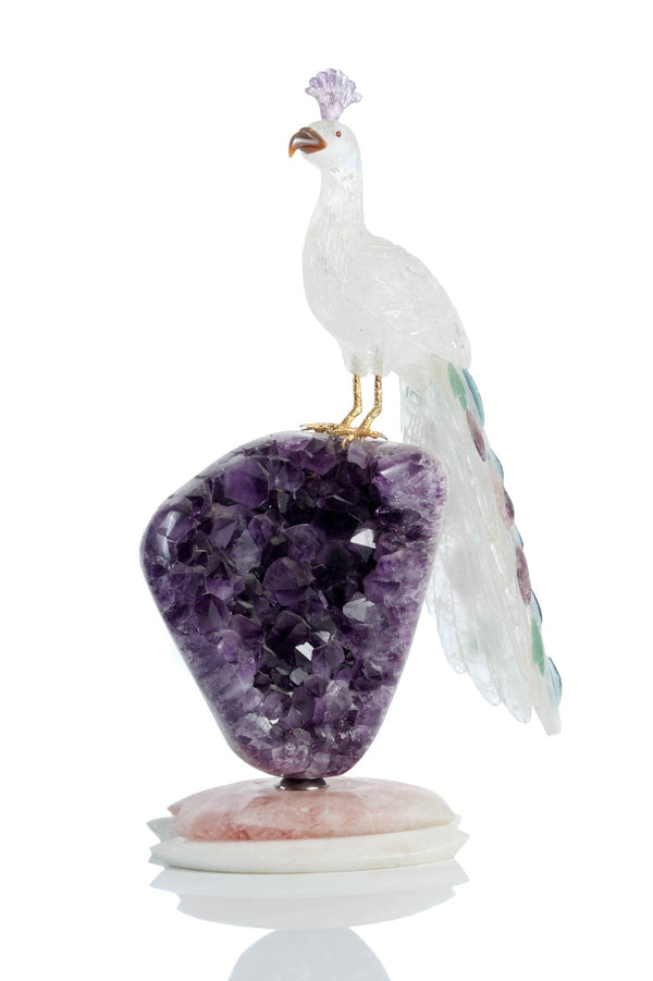 Peacock on amethyst