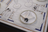 Perry White Silver Table Linen