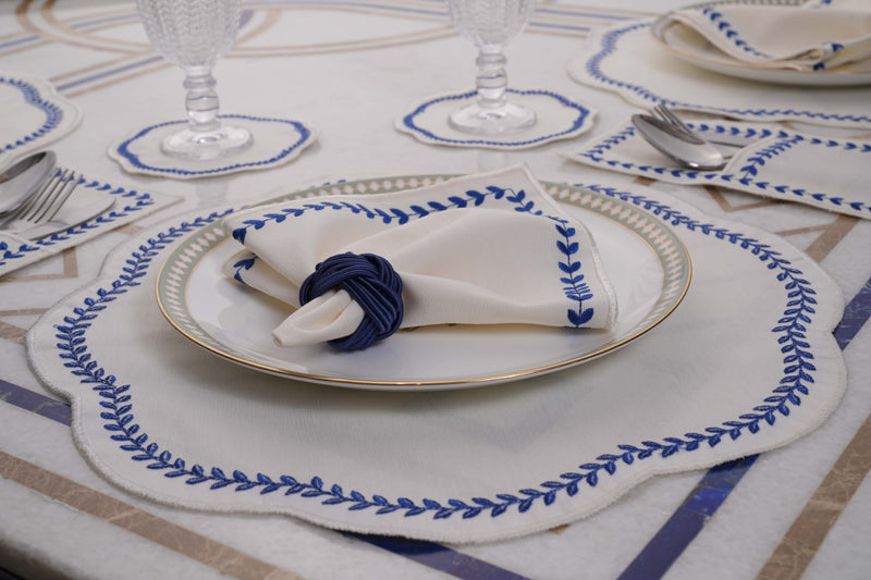 Wheat White Blue Table Linen