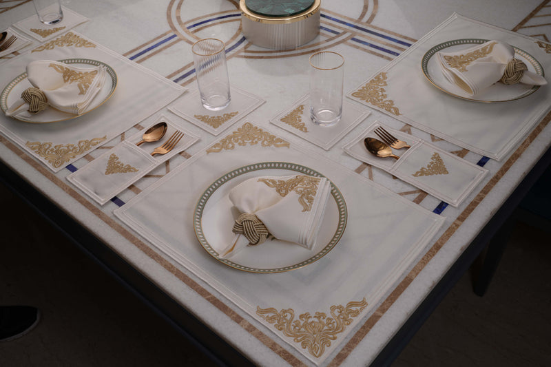 Sunset White Gold Table Linen