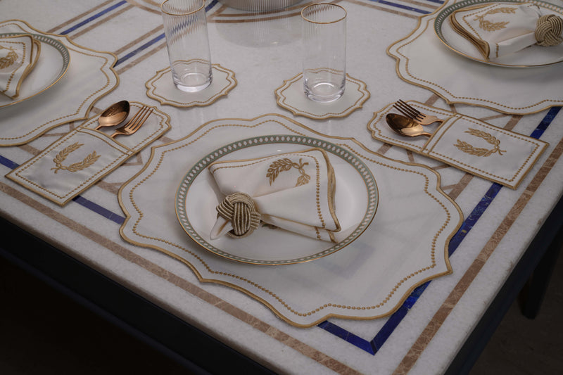 Perry White Gold Table Linen