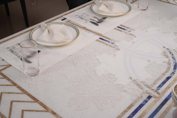 Rose White Table Linen