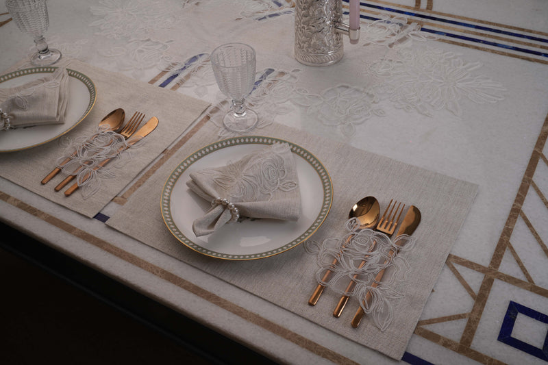 Rose Gold Shimmer Table Linen